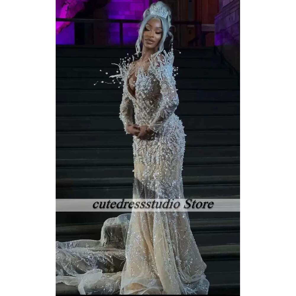 Stunning Mermaid Ball Gowns Black Girls 2025 Fringed Sequins Evening Dresses For Women prom Occasion Custom Party Dress