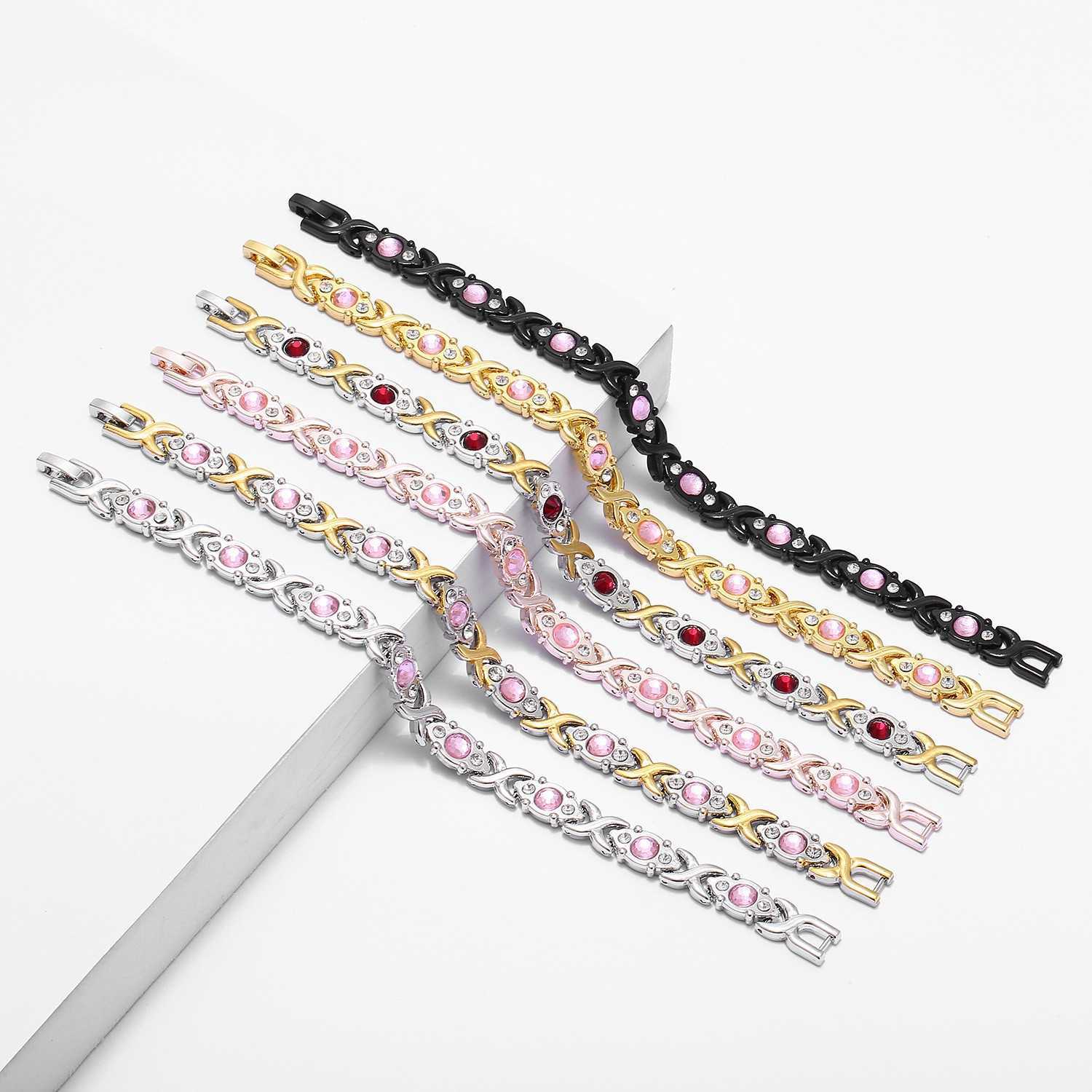 Charm Bracelets Fashionable detachable energy magnet bracelet environmentally friendly alloy with diamond inlay adjustable womens wristband H25220