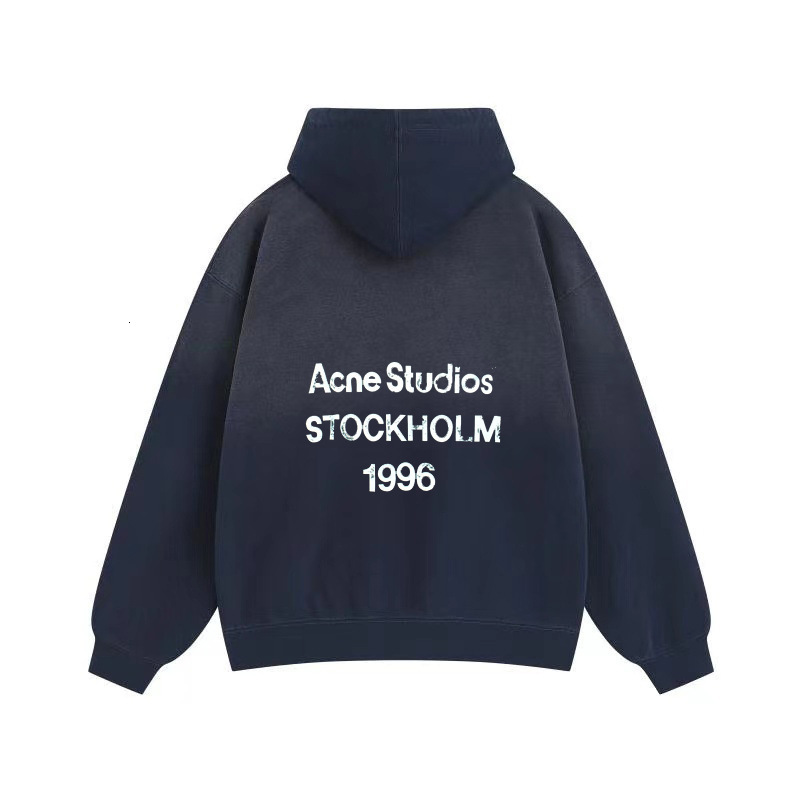 American style high street AC vintage autumn and winter new hooded sweatshirt with hanging dyed frayed letters 1996 washed loose fit men 240819