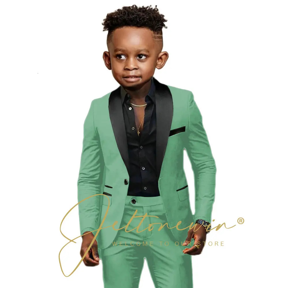 White Boys Suits 2 Pieces Wedding Formal Party Tuxedo Child Shawl Lapel Kids Dress Jacket Pants Slim Fit Blazer Sets 250219