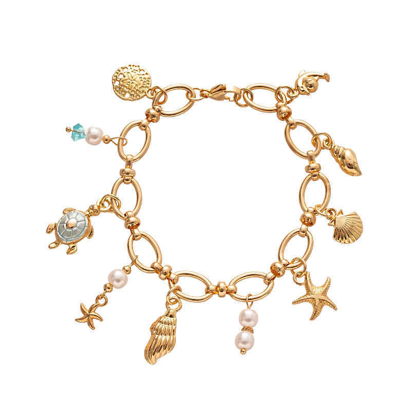 Charm Bracelets Ocean vacation oil droplets pearl tassel bracelet personalized fashion bracelet high-end feel bracelet H25220 2 FOFO