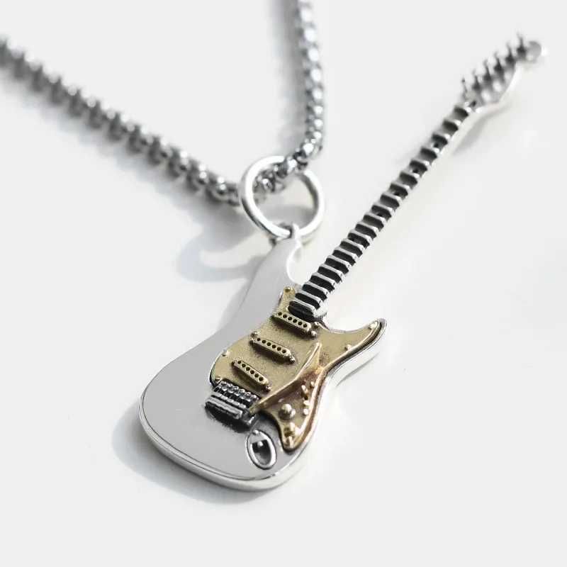 Retro Punk Music Guitar Necklace for Men Personalized Gothic Pendant Fashion Hip Hop Rock Singer Jewelry GiftXJ250219