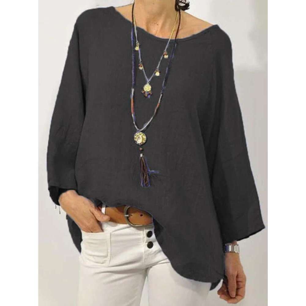 Summer Long Sleeve Solid Cotton En Shirts Female Casual Basic Robe Soft Tunic Oversized Blouse For Women Tops