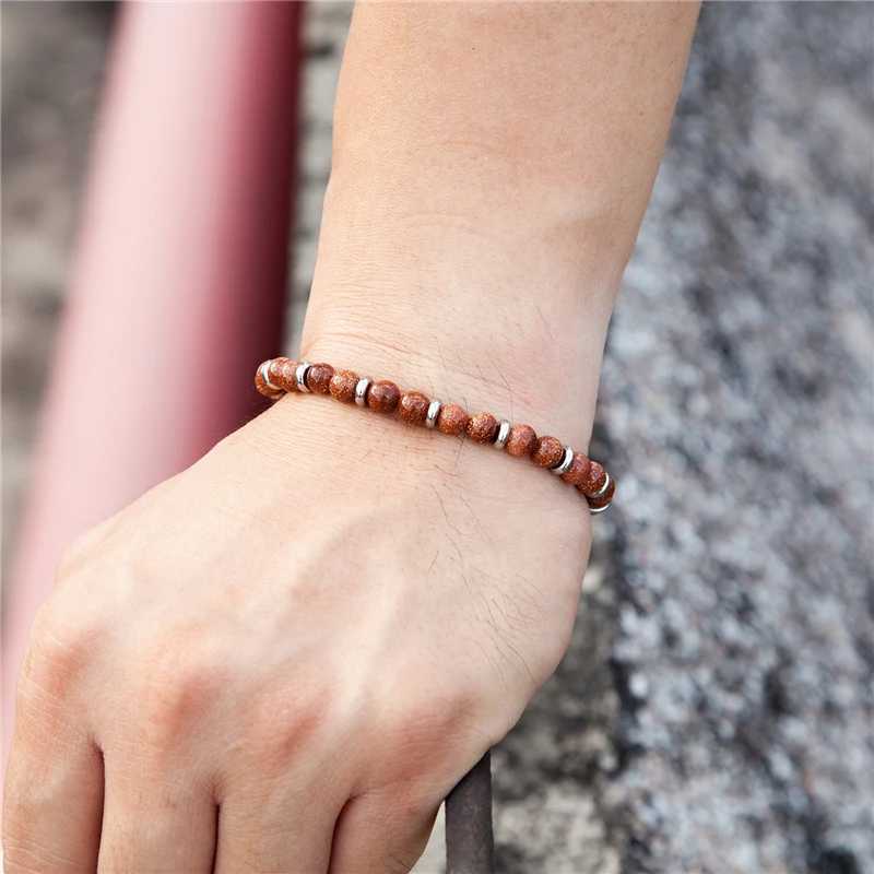 6mm Tiger Eye Beads Strand Bracelets Men Women Charm Stainl steel Chain Colorful Natural Stone Bracelet Male Jewelry Gift NewXJ250219