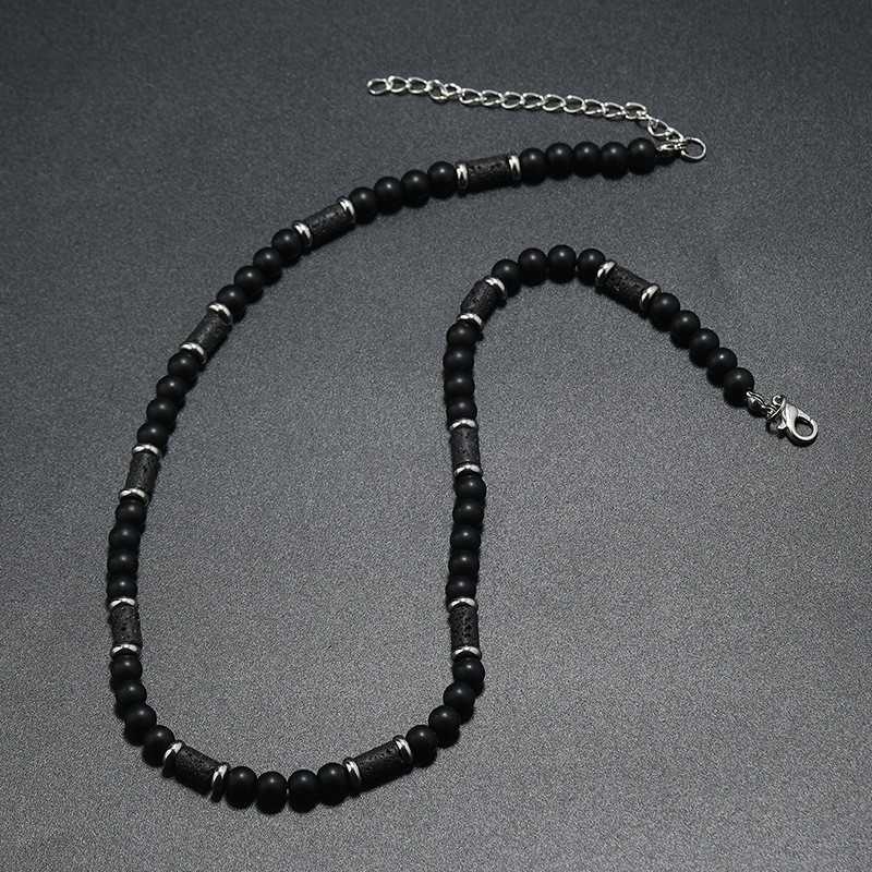 Pendant Necklaces New Tiger Stone Natural Stone Necklace Bohemian Fashion Trend Design Beaded Simple Necklace for Men H25219