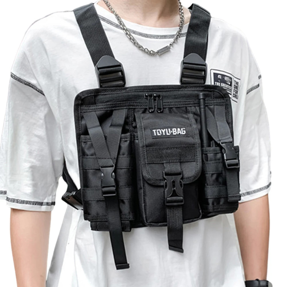 Molle Shoulder Vest Bags Oxford Cloth Male Chest Bag Adjustable Multiple Pockets Lightweight for Outdoor Camping Supplies 250118