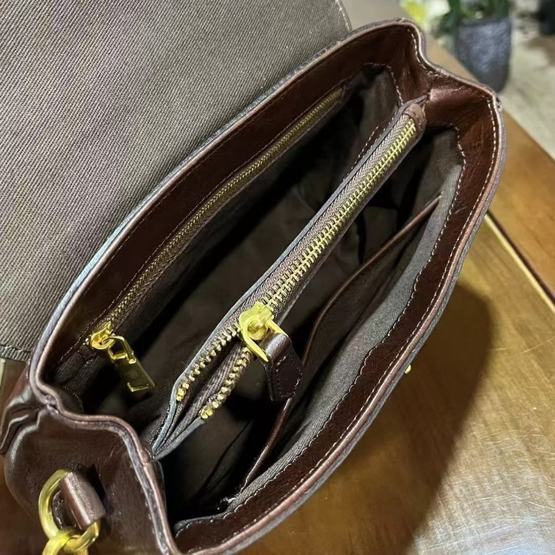 Tree Ointment Genuine Leather Mailman 2024 Autumn And Winter New Style Hand-Held Shoulder Crossbody Bag Fashionable Daily Commuting