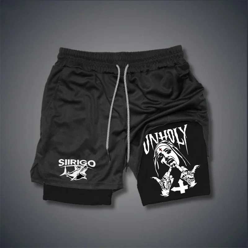 Mens Fitness Shorts Breathable Quick Drying Printed Double-Layer Shorts Summer Sports Casual Training Jogging Shorts XS-3XL X250220