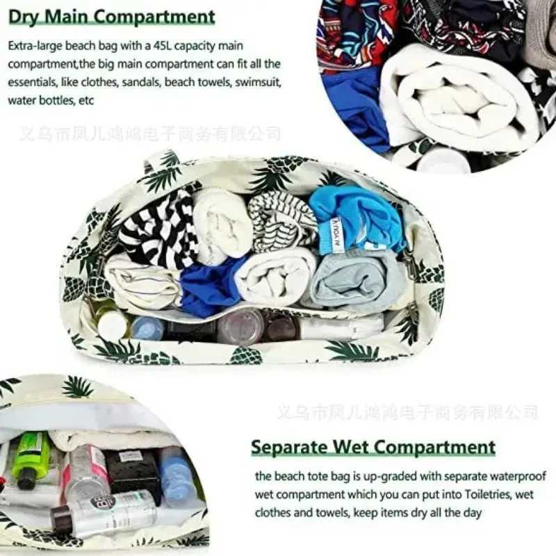 Classic Zipper Beach Bag Essential Bag for Travel Vacation and Gym Multifunctional Large-capacity Printed Tote Bag Z250219