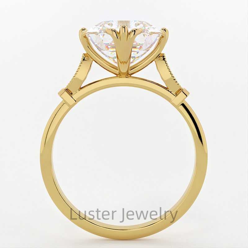 Luster Cathedral Antique Design 10k 14k 18k Yellow Gold GRA DEF 10x10mm Asscher Cut Moissanite Ring
