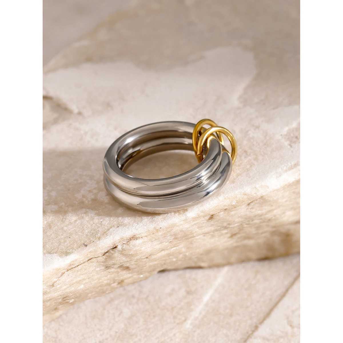 Youthway Minimalist 18K Gold Glossy Stainless Steel Thin Exquisite Rings Sets PVD Waterproof Stylish Trendy Korean Jewelry Wen X250220