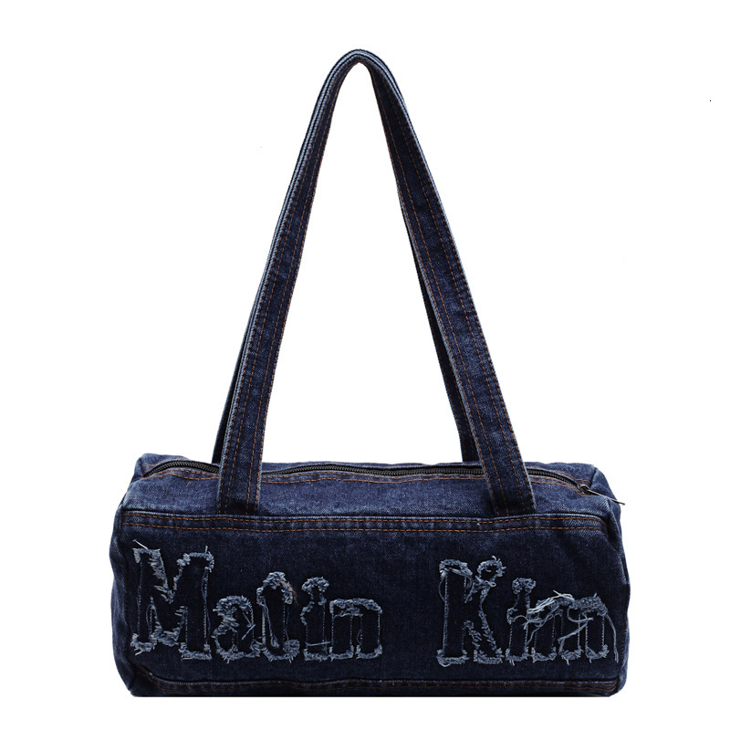 Korean Matinkim Denim Casual Underarm Shoulder Bag, Trendy And Cool, Large Capacity Bowling Tote Bag