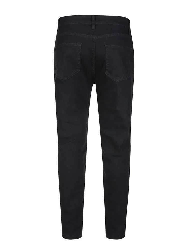 Stripe printing Jeans Men Cotton Stretchy Ripped Skinny Jeans High Quality Hip Hop Black Hole Slim Fit Oversize Denim Pants X250220