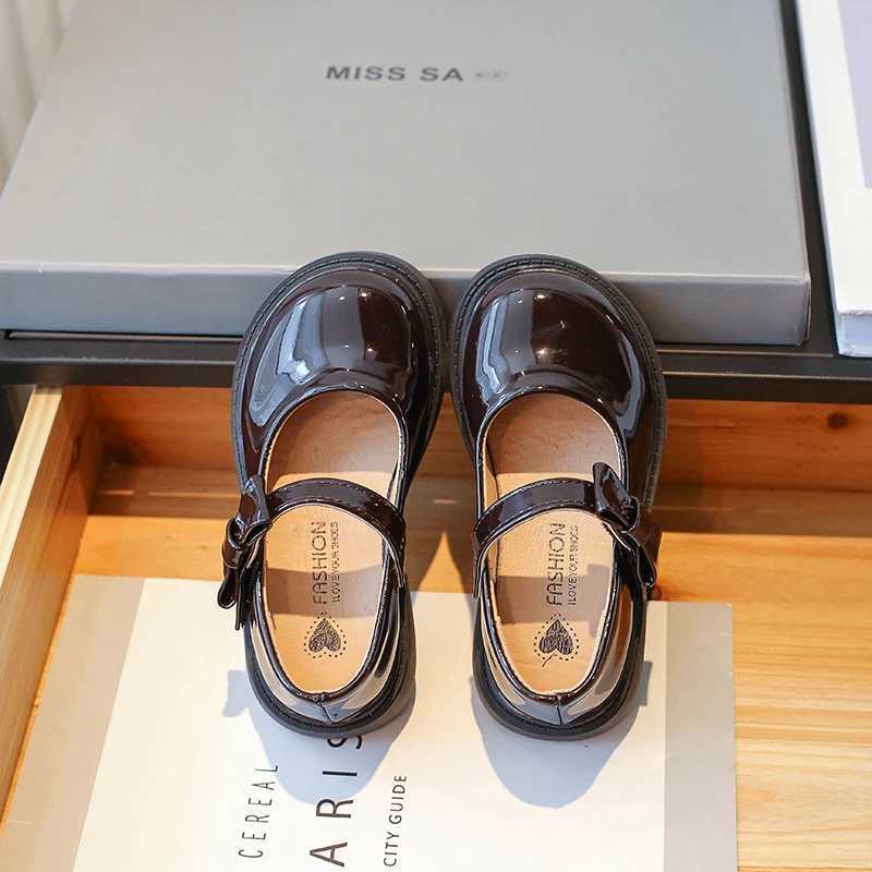 Little Girl Leather Shoes Black Kids School Uniform Mary Jane Shoes Sweet Side Bowknot Children Versatile Causal Shoes Fashion X250220
