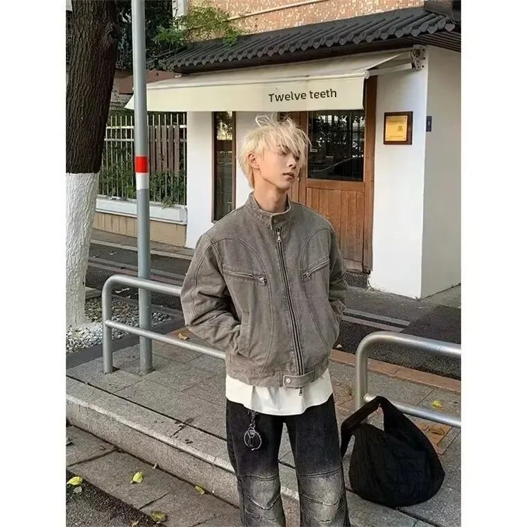 Autumn Advanced Mens Jacket American Style Vintage Sensibility Working Clothes Canvas Washing Jacket Casual Loose Fit 250219