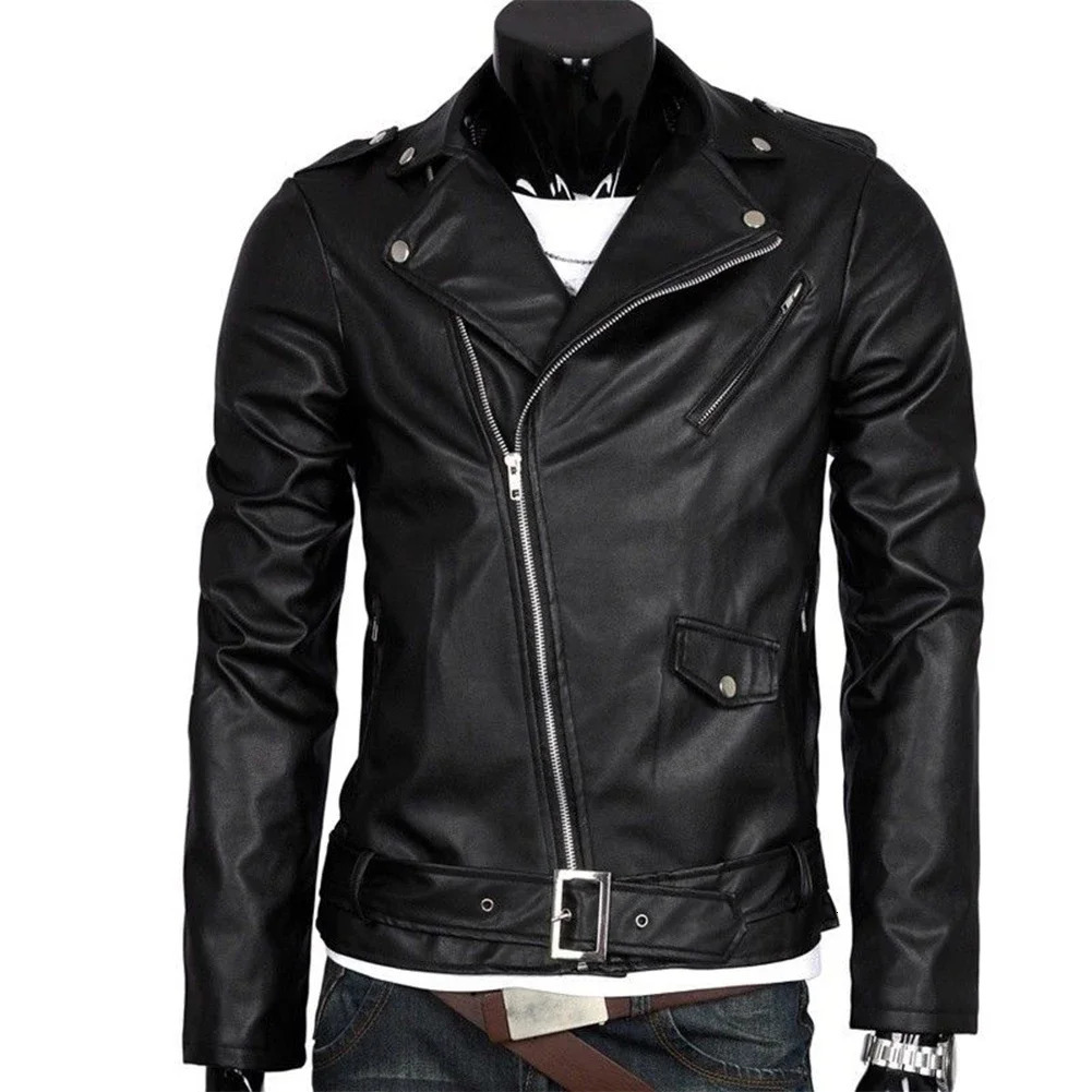 Men Leather Jacket Slim Fit Motorcycle Zipper Casual Coat Spring Autumn Winter 250210