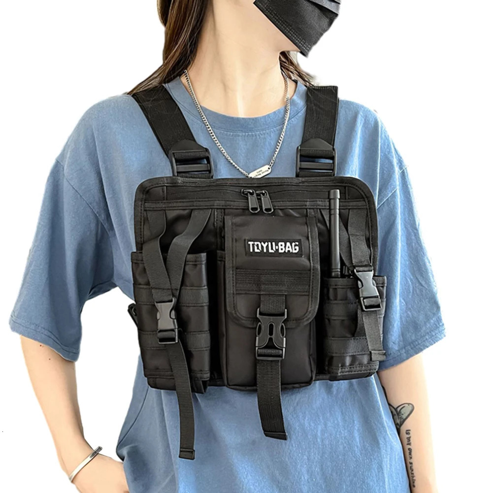 Molle Shoulder Vest Bags Oxford Cloth Male Chest Bag Adjustable Multiple Pockets Lightweight for Outdoor Camping Supplies 250118