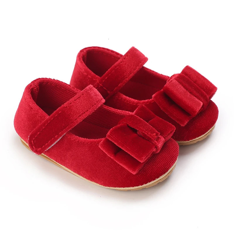 Fashionable Bow Girl Shoes born Plush Comfortable Soft Rubber Sole Anti slip Walking Shoes 0-1 Years Old 250219