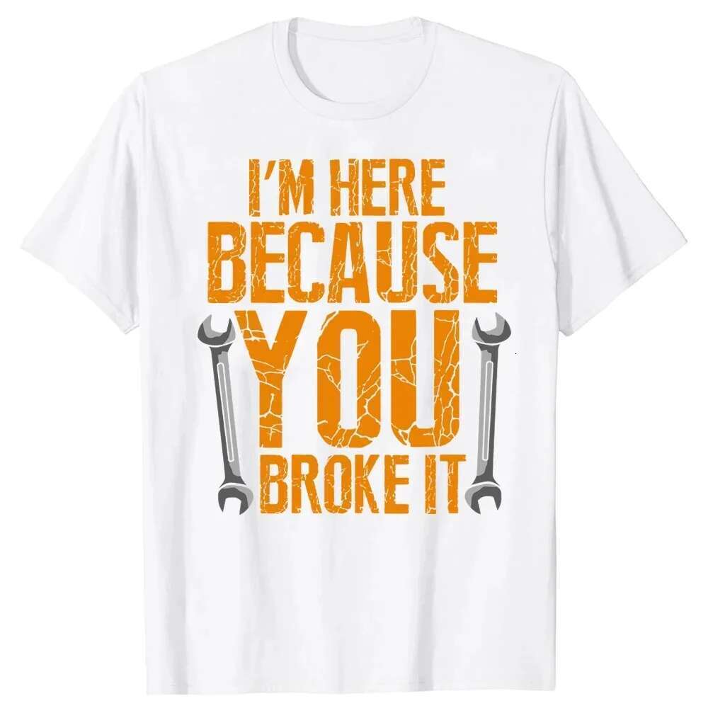 Harajuku Cotton Short Sleeve T-shirt for Men, Covered Cut, EU Size, Funny Maintenance Worker Gifts, Mechanic Clothing