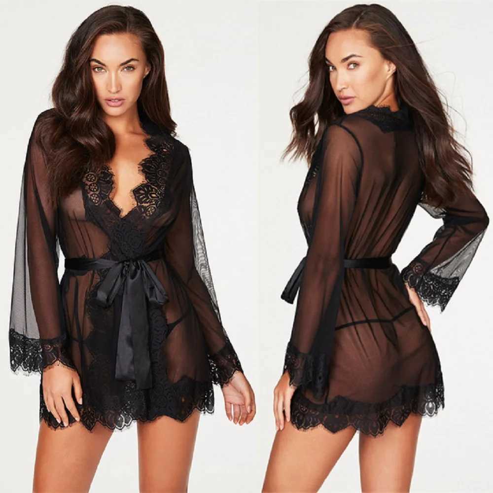 Porno Sexy Lingerie Woman Erotic Lace Sex Clothes Babydoll Erotic Transparent Dress Black Sexy Lingerie Pajamas Hot Dress W250220