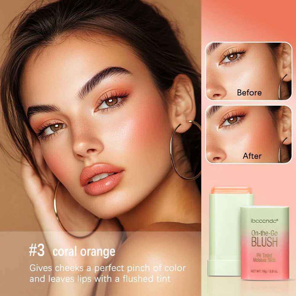 Pink Coral B Stick Multi-function Natural Cheek Lips Tinted Moisturize Waterproof Color Changing Solid Rouge Ber CreamW250220