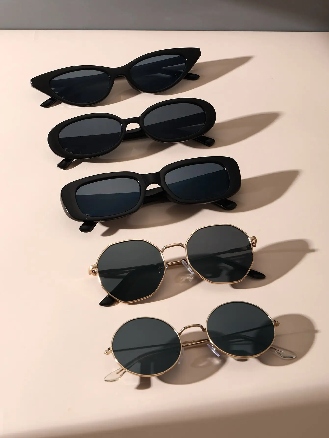 5PCS Unisex Metal Plastic Fashion Sunglasses For Street Pography And Daily Travel 250214