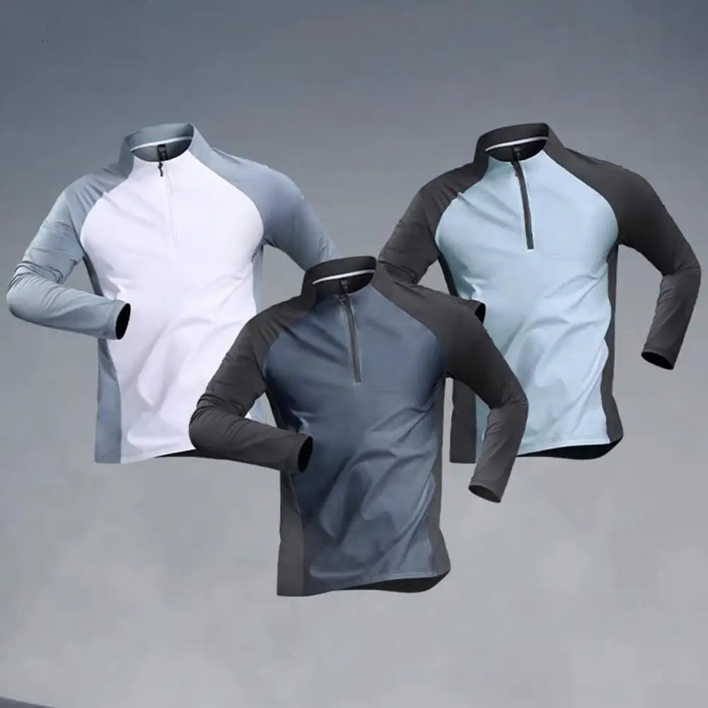 Windproof sportswear set lightweight gym mens quick drying fitness running bike half zipper training 250220