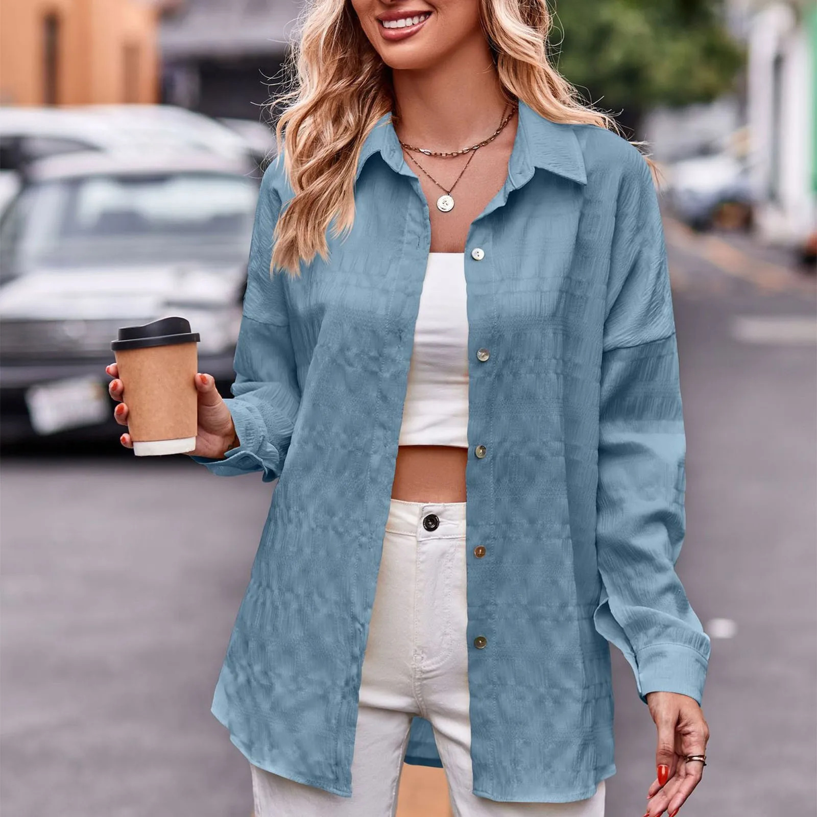 Cotton Gauze Muslin Women Shirts Casual Turn Down Collar Long Sleeve Top Office Lady Elegant Blouses For Blusas 250219