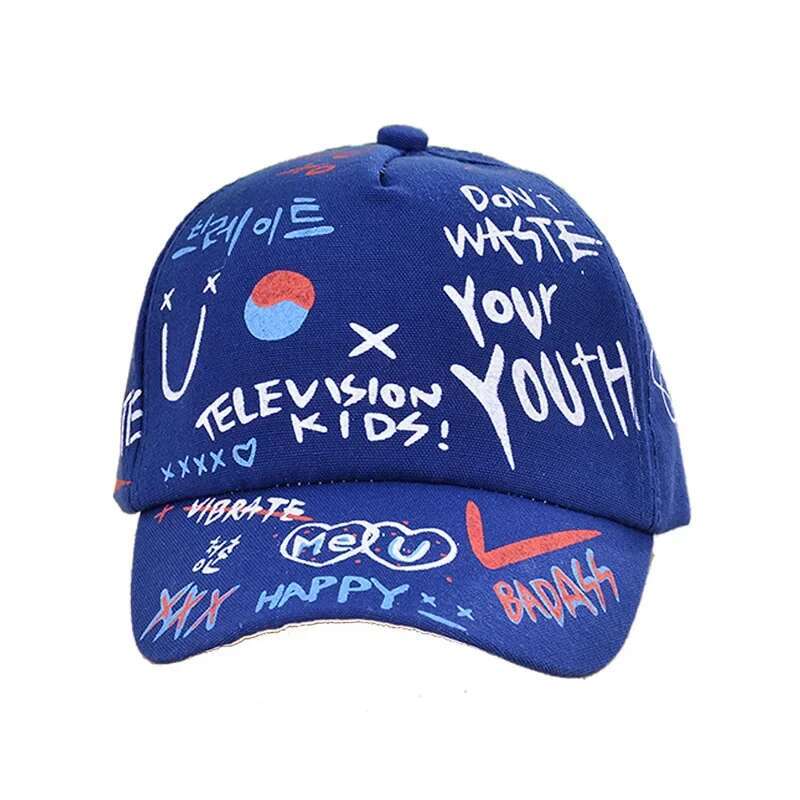 Ddmyshoesvip Children Graffiti Baseball Cap New Spring Summer Solid Sunhat Boys Girls Cotton Snapback Caps Cute Kids Hip Hop Fishing Hat