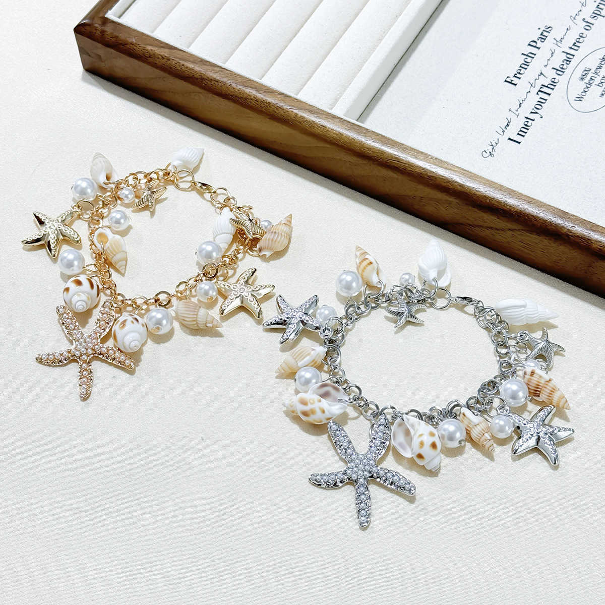 Charm Bracelets Japanese and Korean Fashion Versatile Tide Ocean Bohemian Style Bracelet Starfish Shell Bracelet H25220