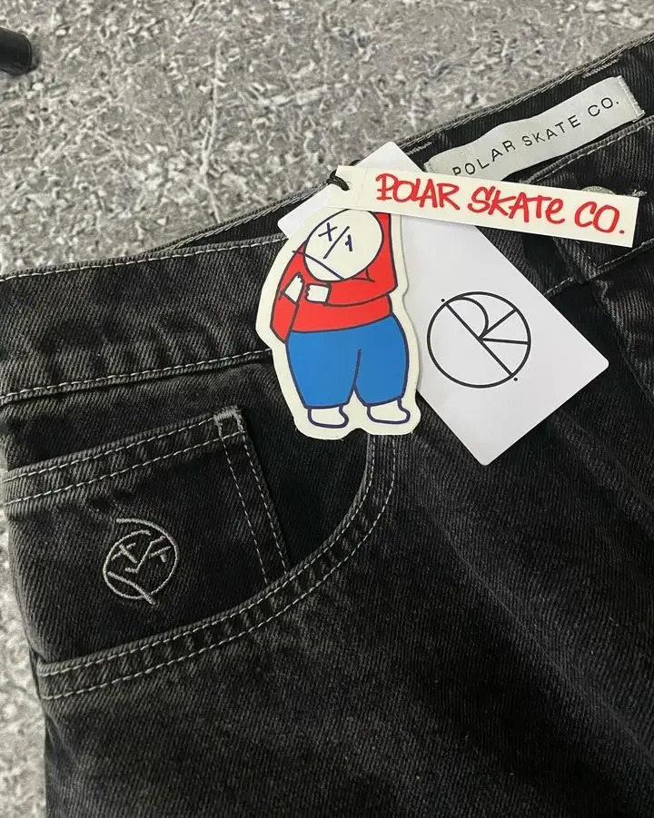 Harajuku Gothic Streetwear Polar Big Boy Jeans Japanese Hip Hop Cartoon y Baggy Jean Black Pant High Waisd Wide Trouser 250219