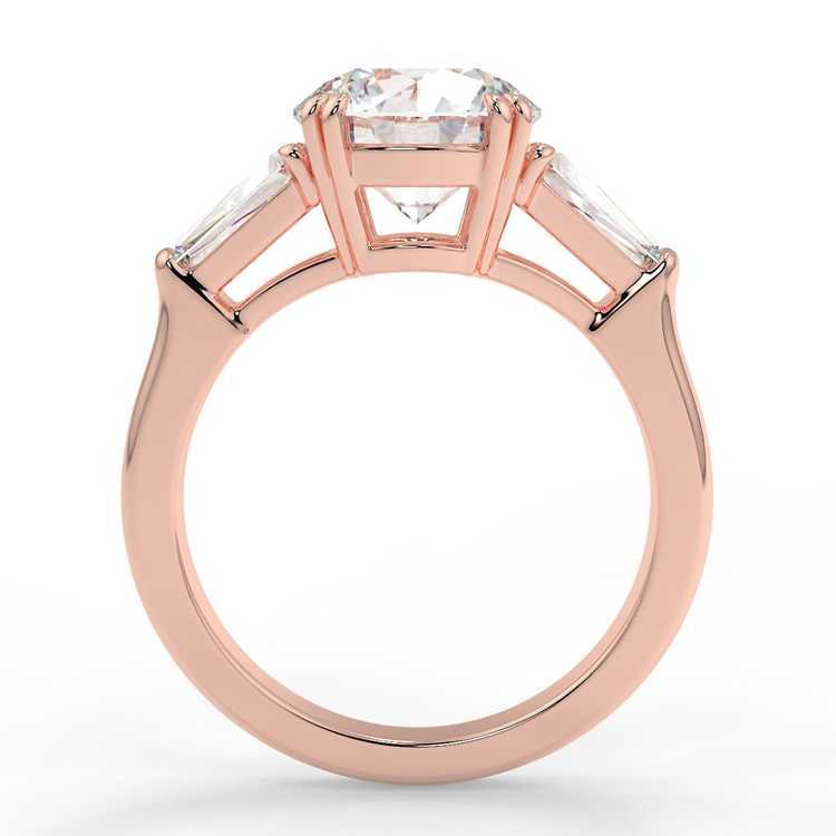 14K Solid Gold 3 Stones Moissanite Diamond Fashion Rings Pure Yellow Gold Wedding Ring for Girlfriend