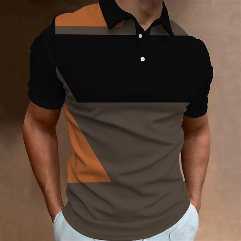 MenS Polo Shirt Stripe Print Simple Male Clothing Summer Casual Short Sleeve Loose Oversize Fashion Breath Sweatshirt 250219