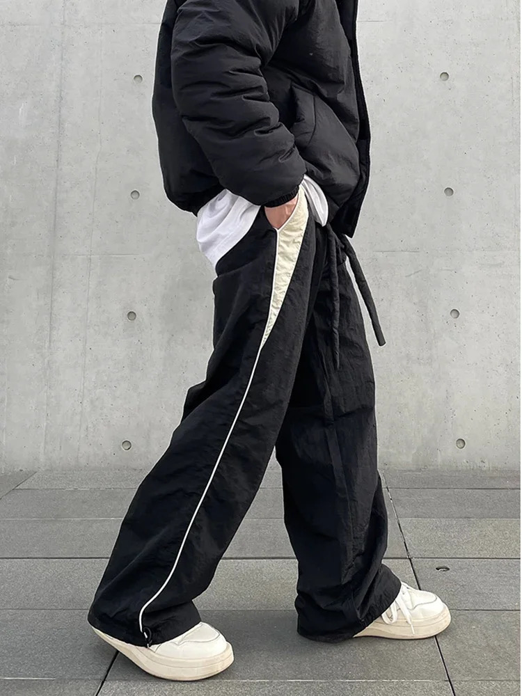 Y2K mens streetwear fashion products Korean Harajuku leisure parachute technology womens sports pants wide leg runners Trouser clothing 250218