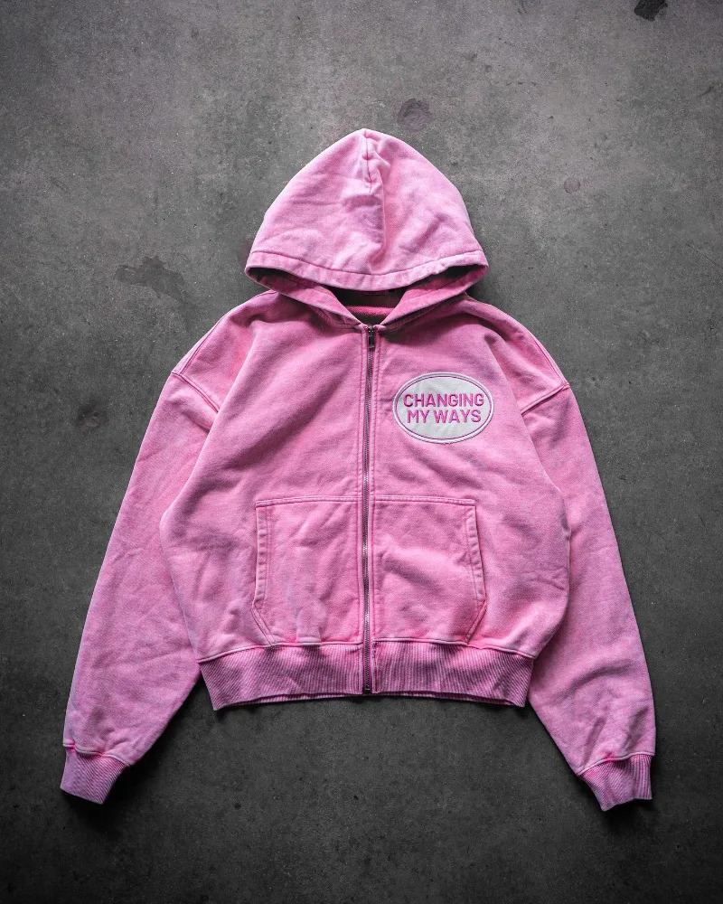 Autumn and Winter Street Fashion Retro Pink Letter Print Oversized Hoodie Y2k Travel Casual Loose Versatile Sweatshirt 250213