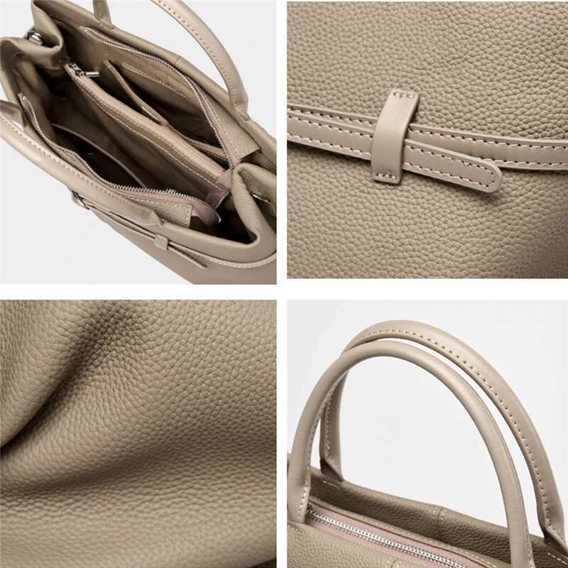 Toptrends Cowhide Genuine Leather Large Tote Handbags For Women 2025 Designer Top Handle Work Office Ladies Shoulder Bags