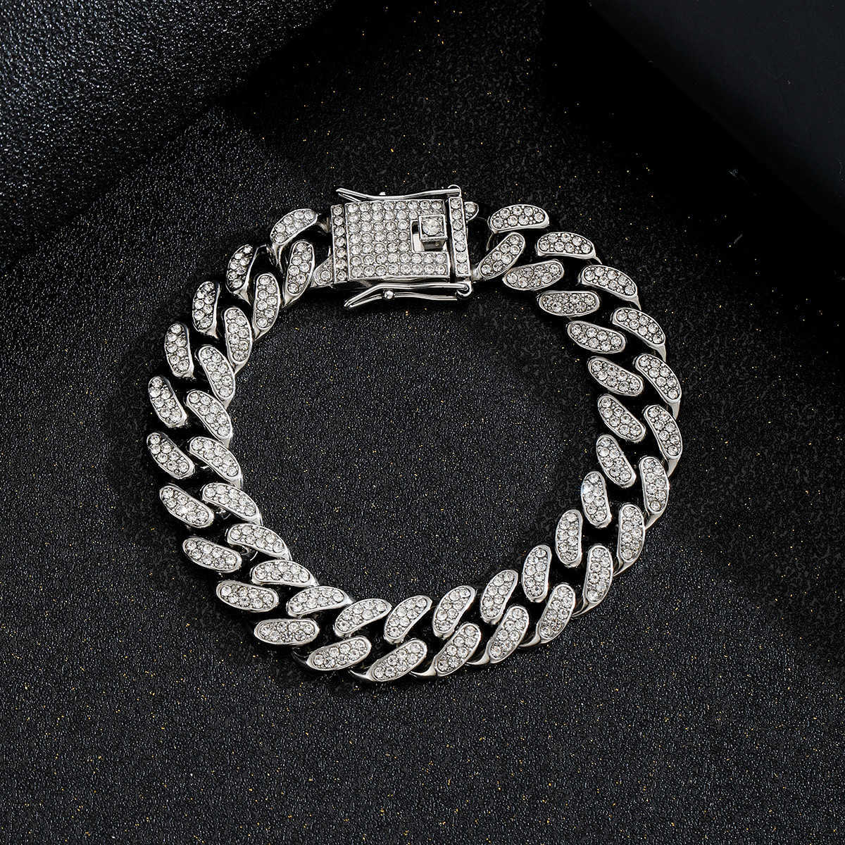 Charm Bracelets Fashion bracelets mens accessories diamond studded alloy hip-hop bracelets electroplated couples hand accessories H25220