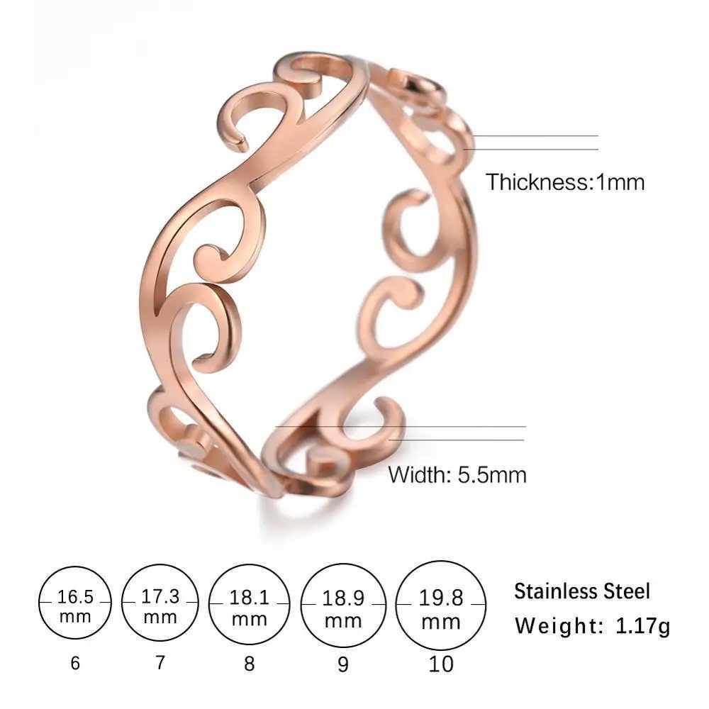 Skyrim Retro Filigree Wreath Text Girl Stainless Steel Rantic Rose Gold Casual Ring Jewelry Anniversary Gift X250220