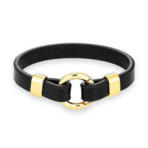 Charm Bracelets Hot selling jewelry creative circular spring buckle leather bracelet simple mens leather bracelet H25220