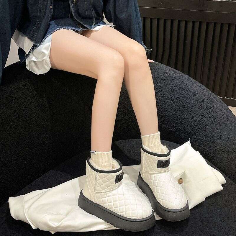 Plush And Thick Fur Integrated Snow Boots, Waterproof Bread Short Tube Cotton Boots