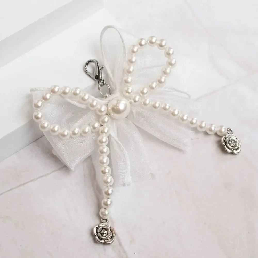 Double Layered Bow Charm Shoe Buckle Sneaker Handmade Pearl Lace Shoes Clip Decoration Bag Pendant Key Chain Accessories 250219