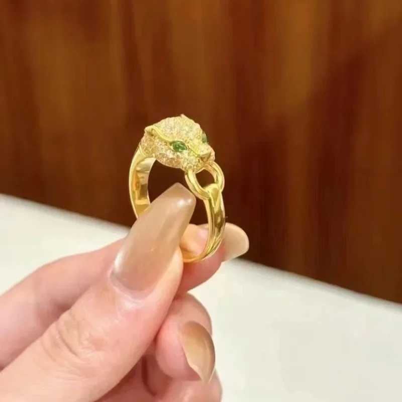Golden Leopard Real 18K Gold Ring for Wan Luxury Quality Fine Jewelry AU750 Ring Party Gift X250220