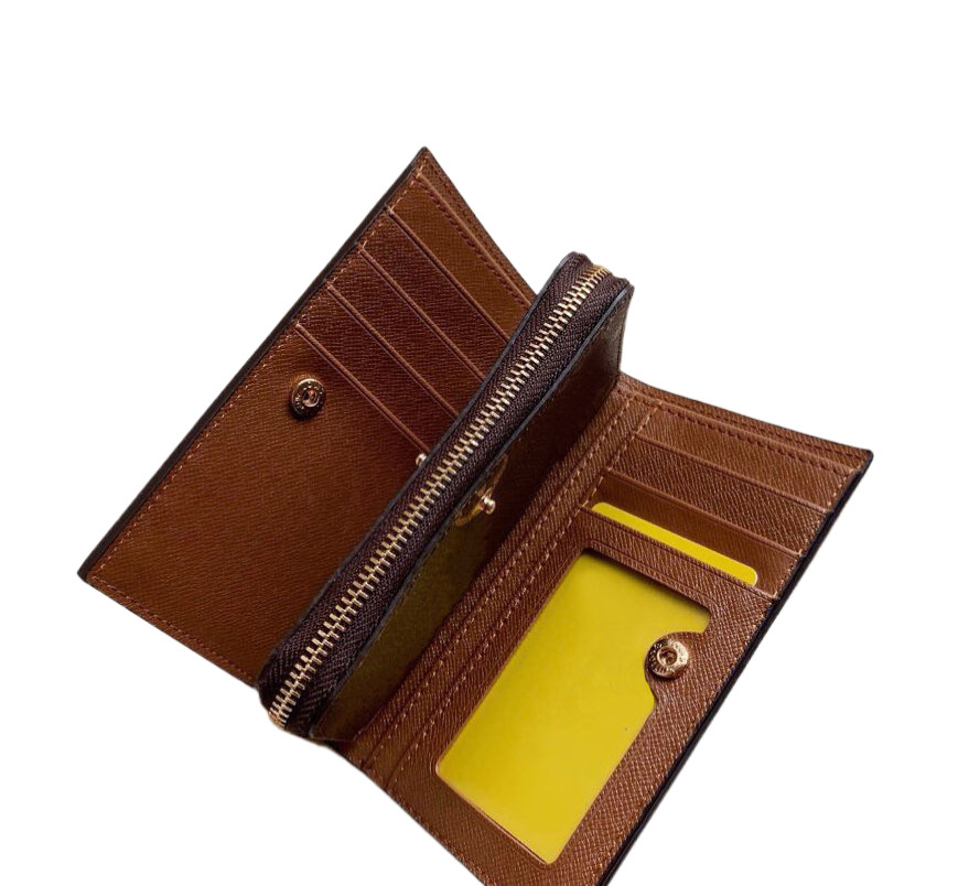 Women's Designer Wallets Luxurys Multifunction Coin Purse Classic Flower Short Card Holders Premium Quality Woman Fashion Zipper Small Clutch Bag With Orange Box