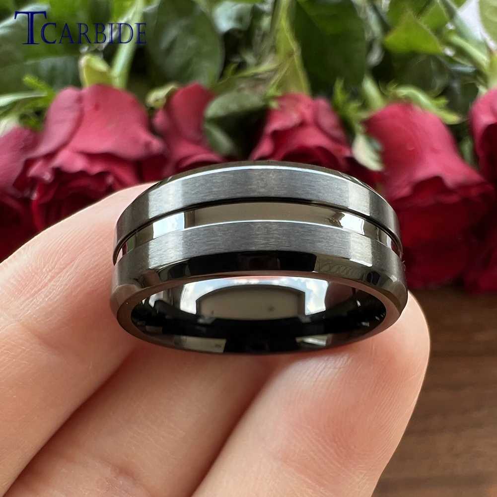 Dropsing 8mm Stainless Steel Wedding Ring Mens Daily Life Gift Jewelry Grooved Bled Bed Cfort Fit X250220