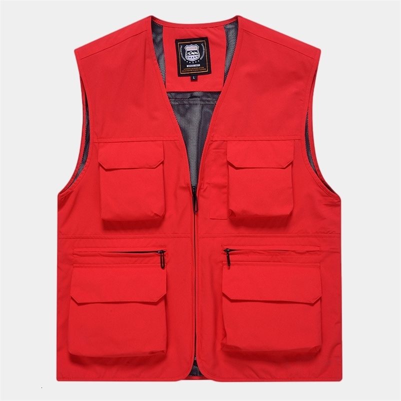 5XL Mens Vest Casual Outdoor Climbing Fishing Jacket Male Multi Pocket Quick Drying Thin Mountain Climbing Coats 250219