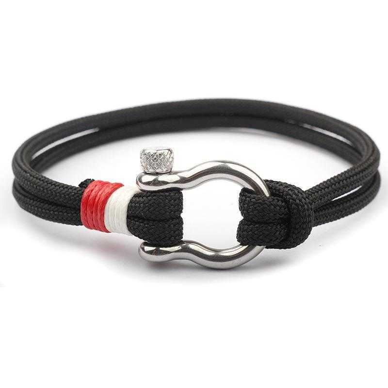 Charm Bracelets New stainless steel buckle bow type hot selling product ship anchor fashion beach umbrella rope bracelet hand decoration rope technolo