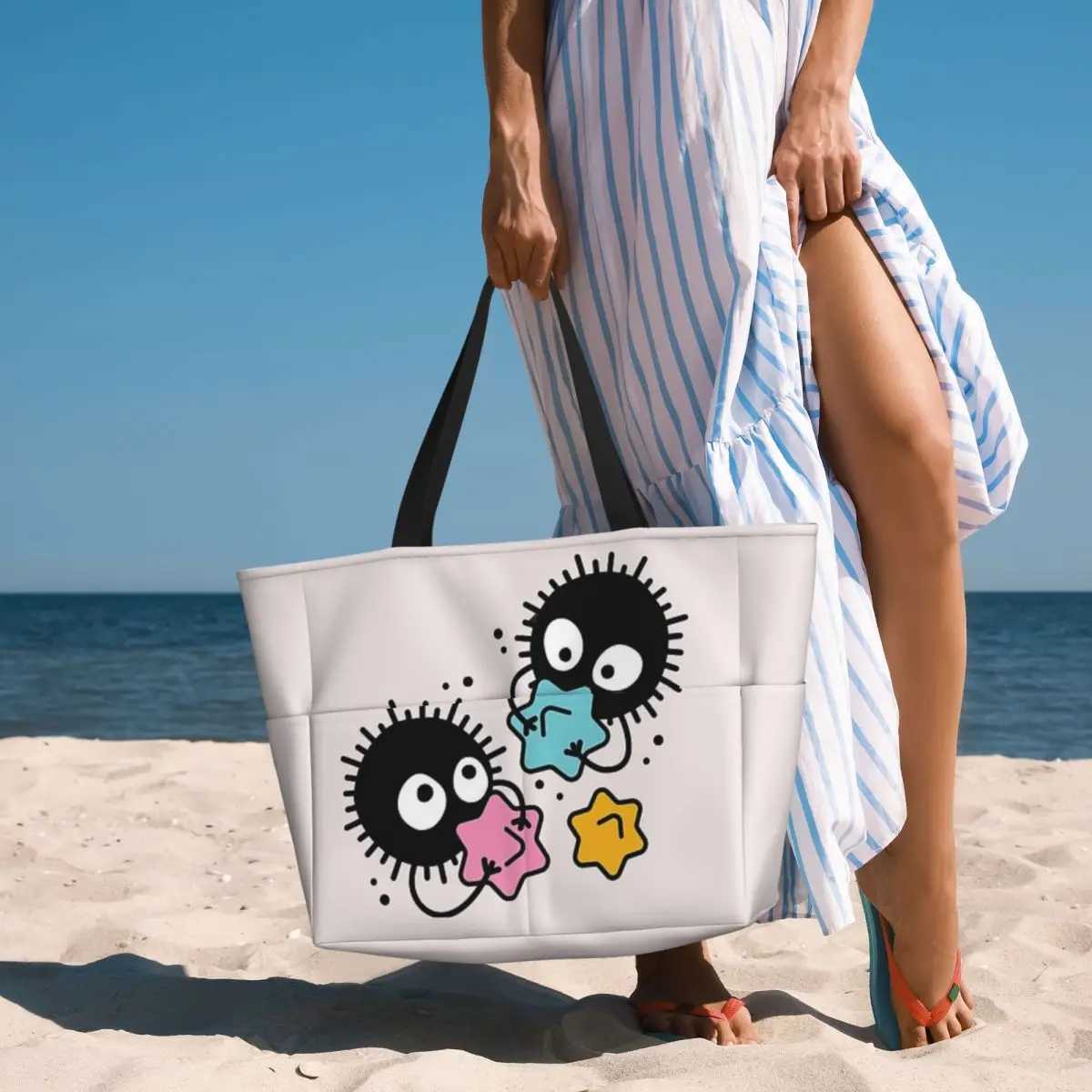 Large travel bag waterproof beach bag Soot Studio Ghibli Pool gym tote or camping bag Z250219
