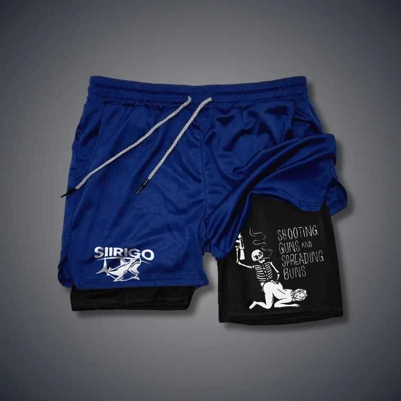 Mens fitness shorts breathable fast drying printed double-layer shorts summer sports and leisure training jogging shorts XS-3XL X250220