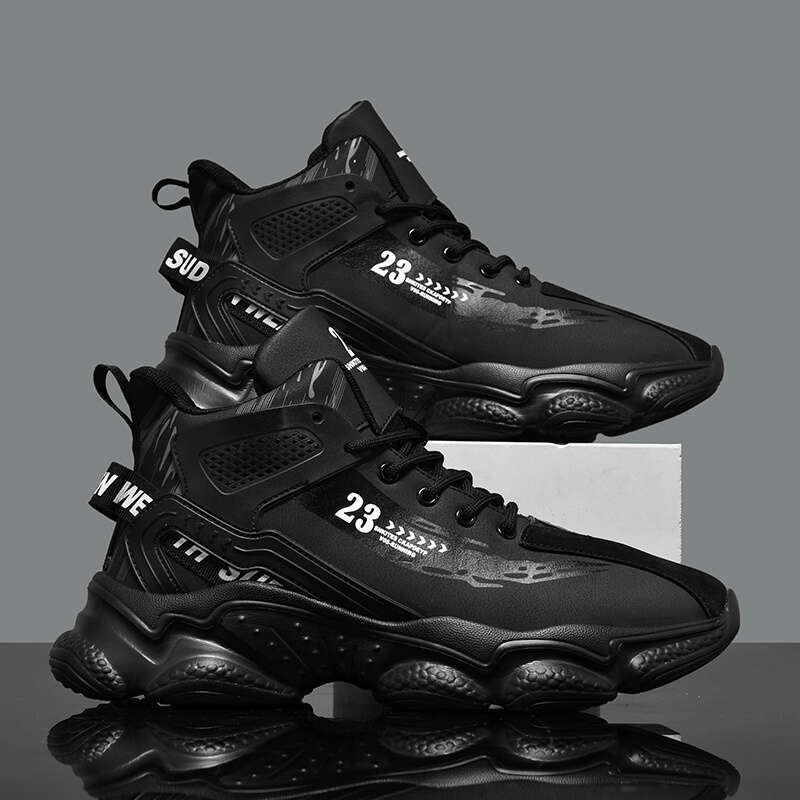 Men's high top basketball fashionable an ti sli p training, walking and running shoes, casual sports shoes