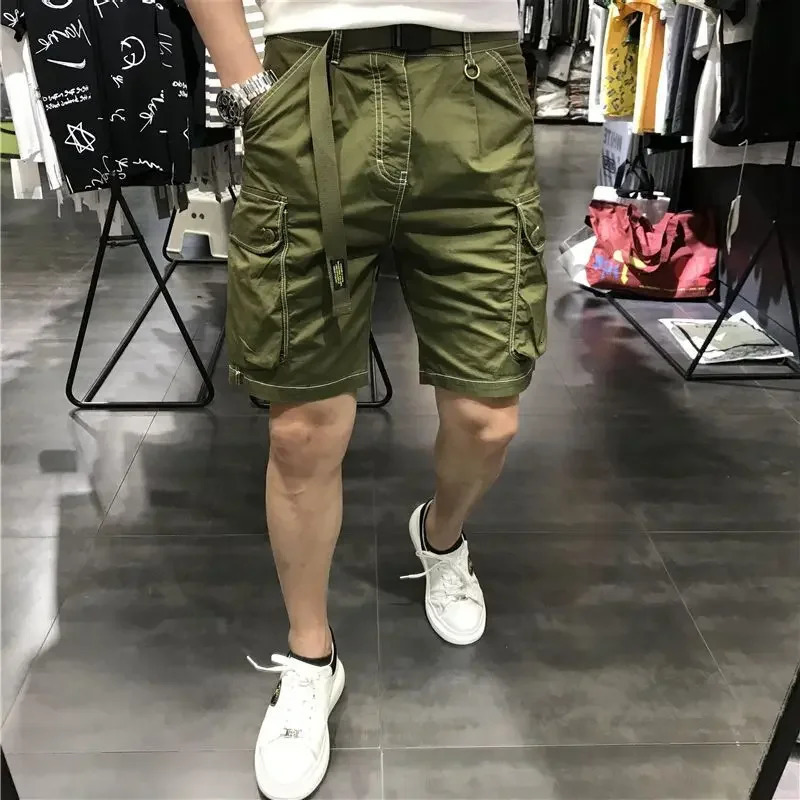 Bermuda Short Pants for Men Button with Pockets Mens Cargo Shorts Black Half Homme Jorts Heavy Whate in er Y2k 250220